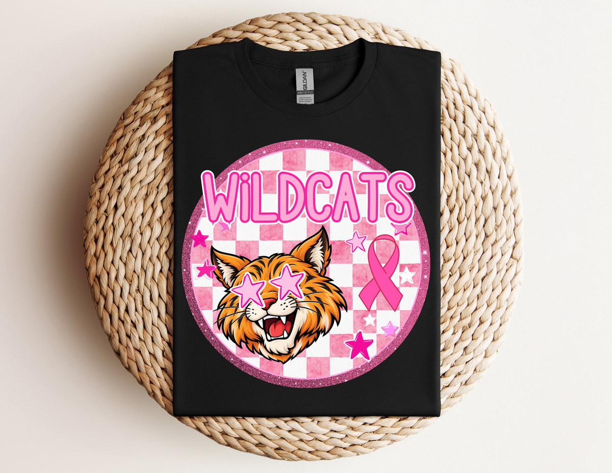 Wildcats Pink Out checkered Spirit Wear Tee